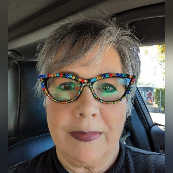 Rhinestone cat eye plastic lens frames, sturdy and durable, ready to wear or - Picture 8 of 8